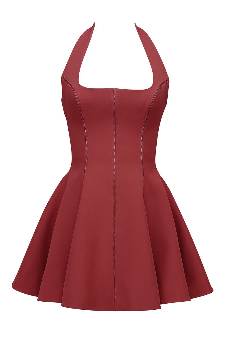 Loulette Halter Minidress, Alternate, color, RED DAHLIA