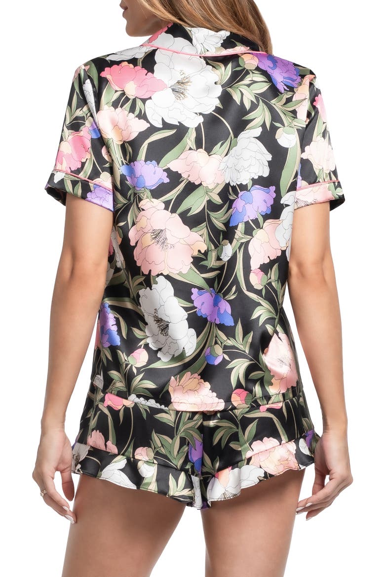 Harriet Ruffle Trim Short Pajamas, Alternate, color, BLACK