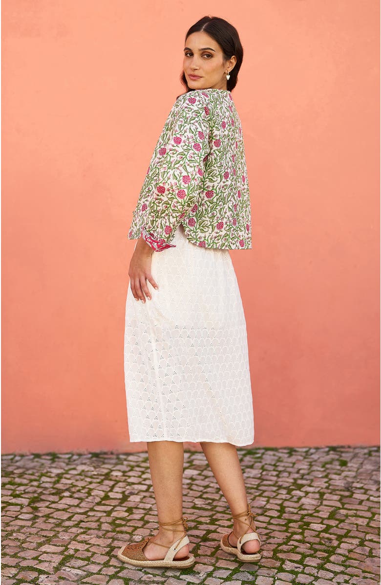 Yumi Floral Reversible Cotton Quilted Jacket, Alternate, color, White