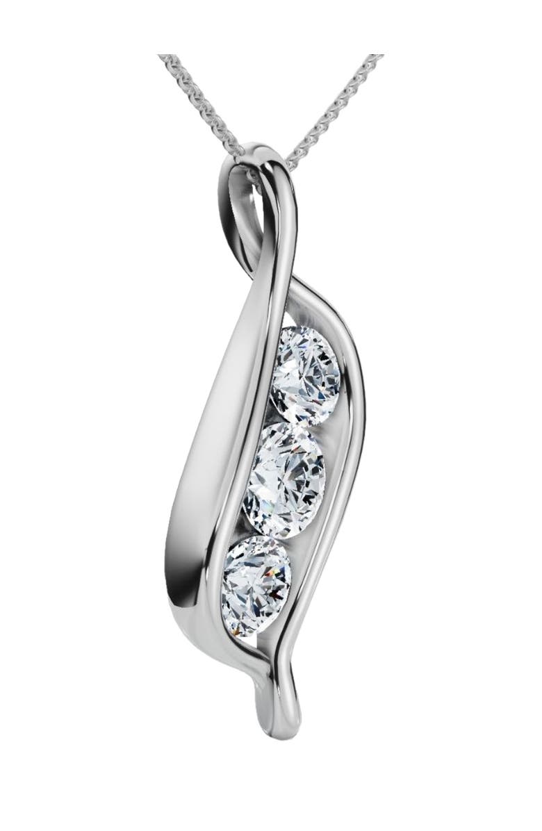 Bliss Diamond 1Ct Three Stone Diamond Pendant 14K Gold Necklace Lab Grown, Alternate, color,