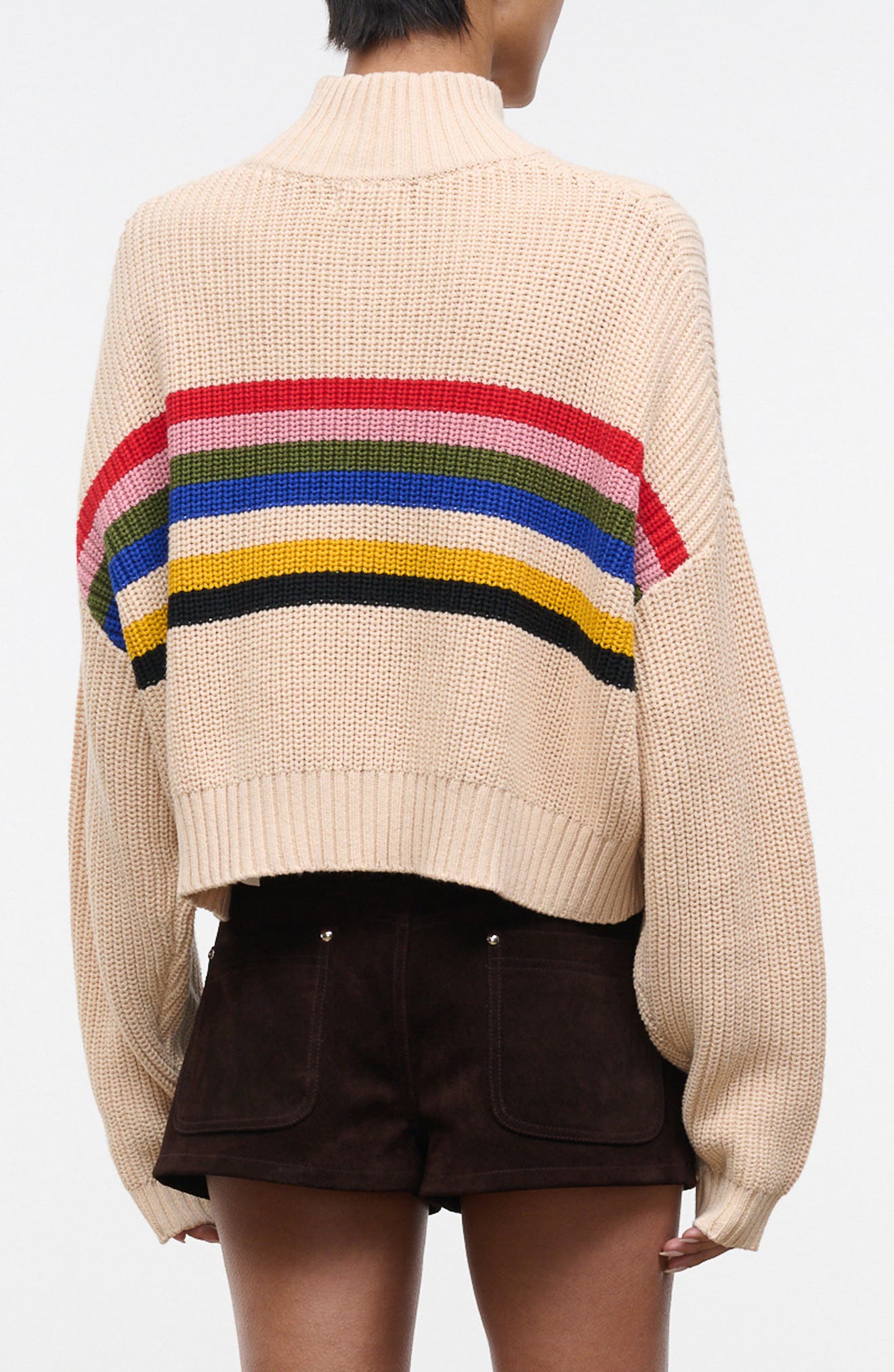 Hampton Stripe Half Zip Crop Sweater - image 2