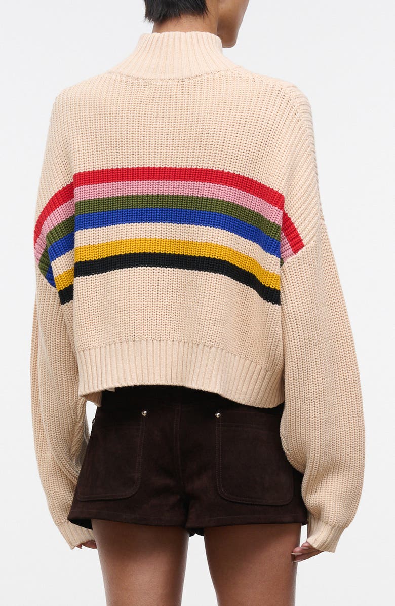 STAUD Hampton Stripe Half Zip Crop Sweater, Alternate, color, Artist Stripe