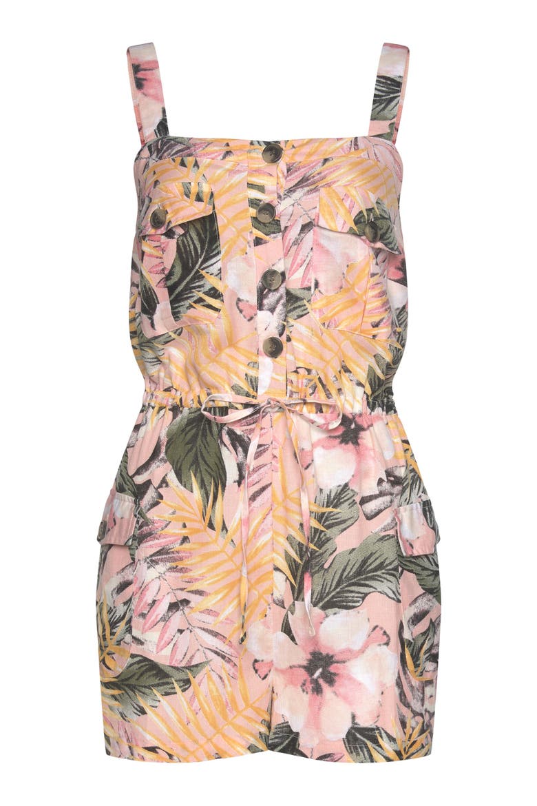 Patterned Button Detail Romper, Alternate, color, Multi Print