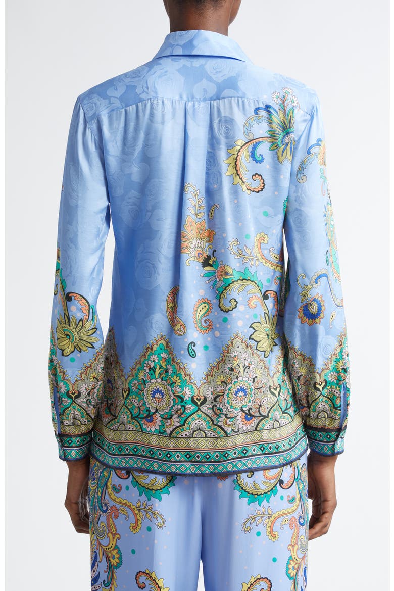 Paisley Jacquard Button-Up Shirt, Alternate, color, PRINT ON BLUE BASE