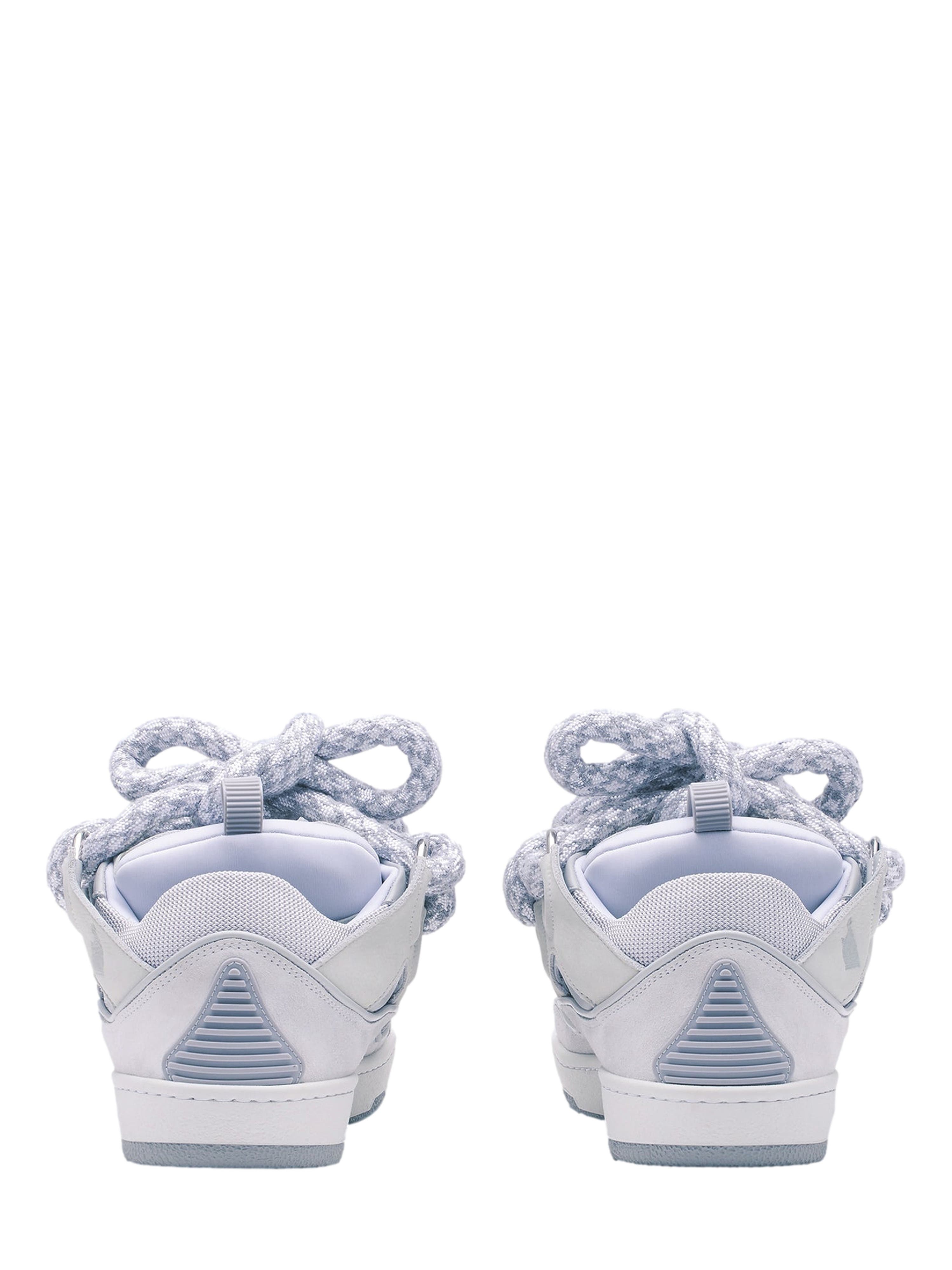 Lanvin CURB SNEAKERS IN LEATHER WITH SNAKE LACES, Alternate, color, White