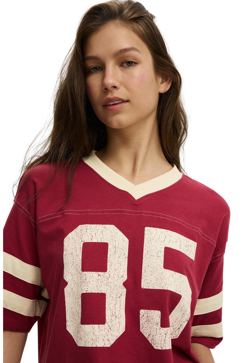 Women's V Neck Oversized Graphic Tee, Alternate, color, 85  Cranberry Cider