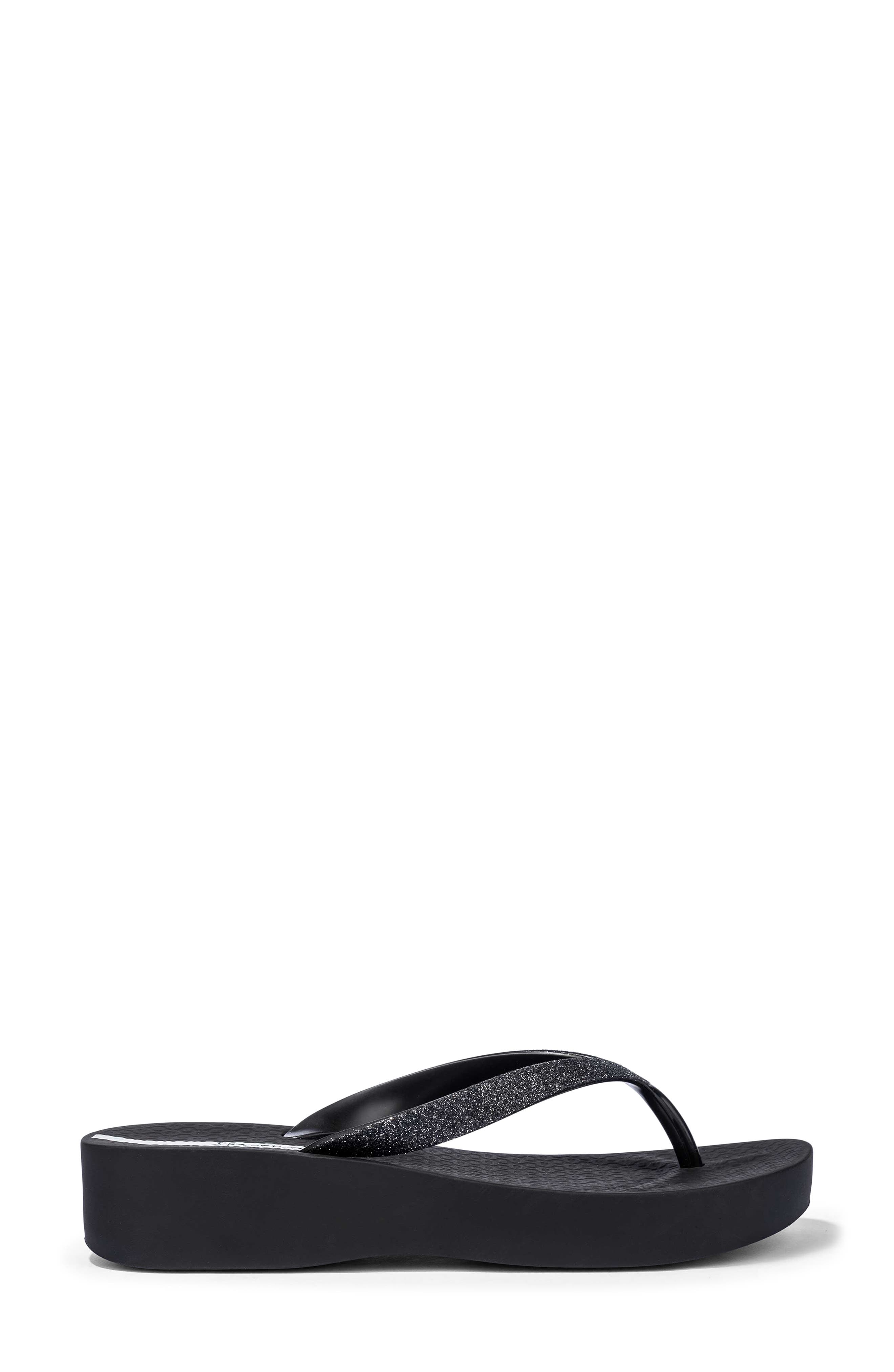 Ipanema Ipa Glitter Wedge Flip Flop, Alternate, color, Black/ Glitter Black