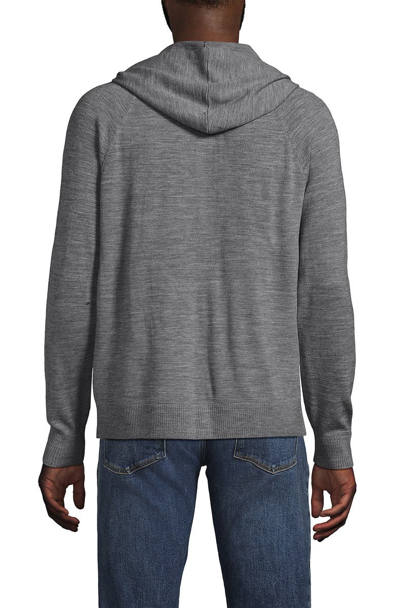 Lands' End Long Sleeve Washable Merino Pullover Hoodie, Alternate, color, Pewter Heather