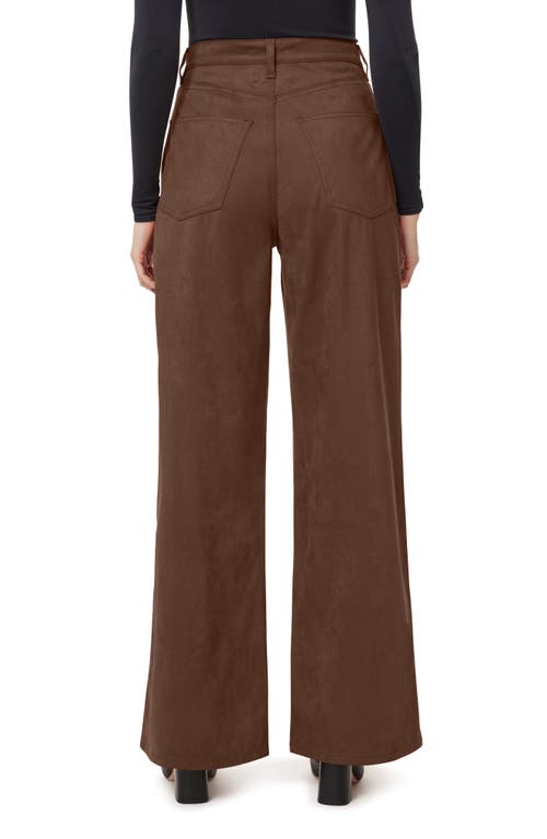 Habitual Wide Leg Suede Pants In Brown