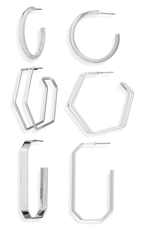 Set of 3 Assorted Hoop Earrings