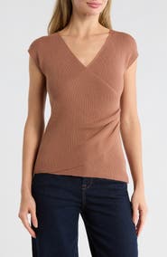 MAX STUDIO Cap Sleeve Wrap Sweater