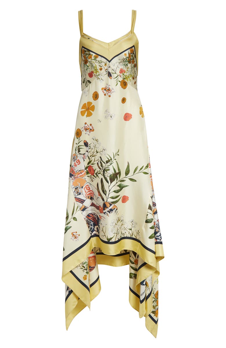 MONSE Floral/Football Handkerchief Hem Slipdress, Alternate, color, Yellow Multi