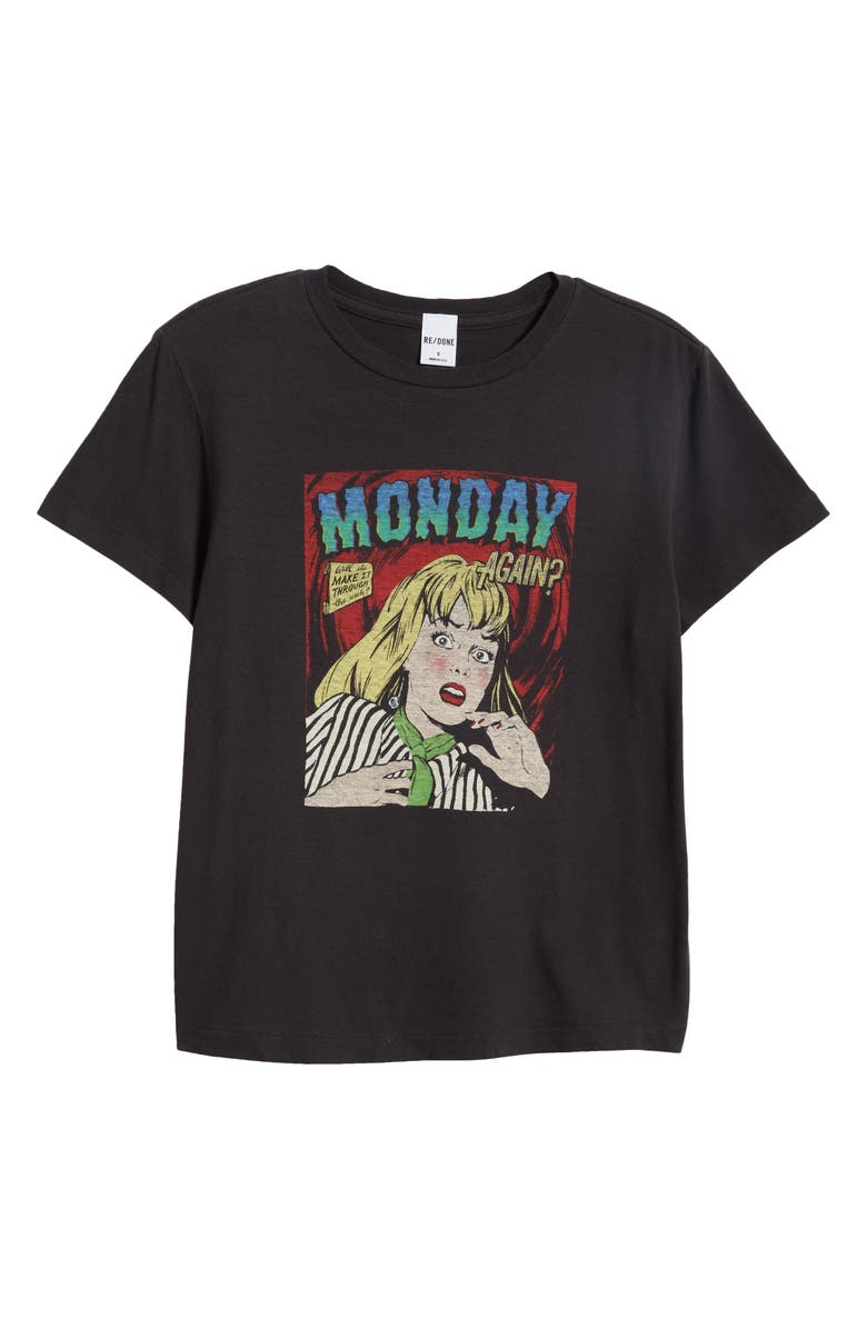 Re/Done Monday Again Cotton Graphic T-Shirt, Alternate, color, 
