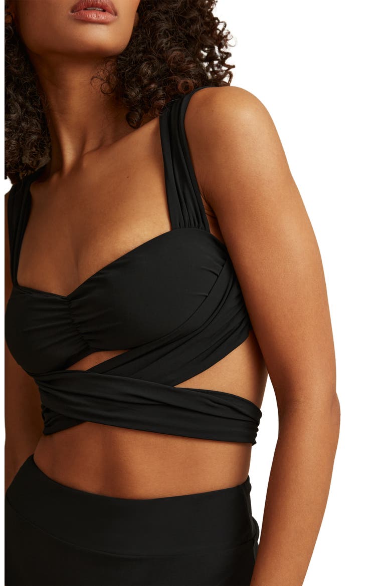 Cristina Wrap Bikini Top, Alternate, color, BLACK