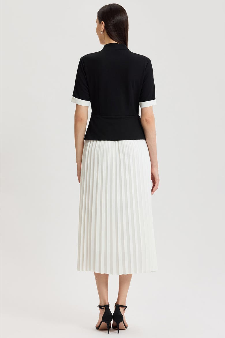 Noelle Pleated Crepe Maxi Dress, Alternate, color, Black/White