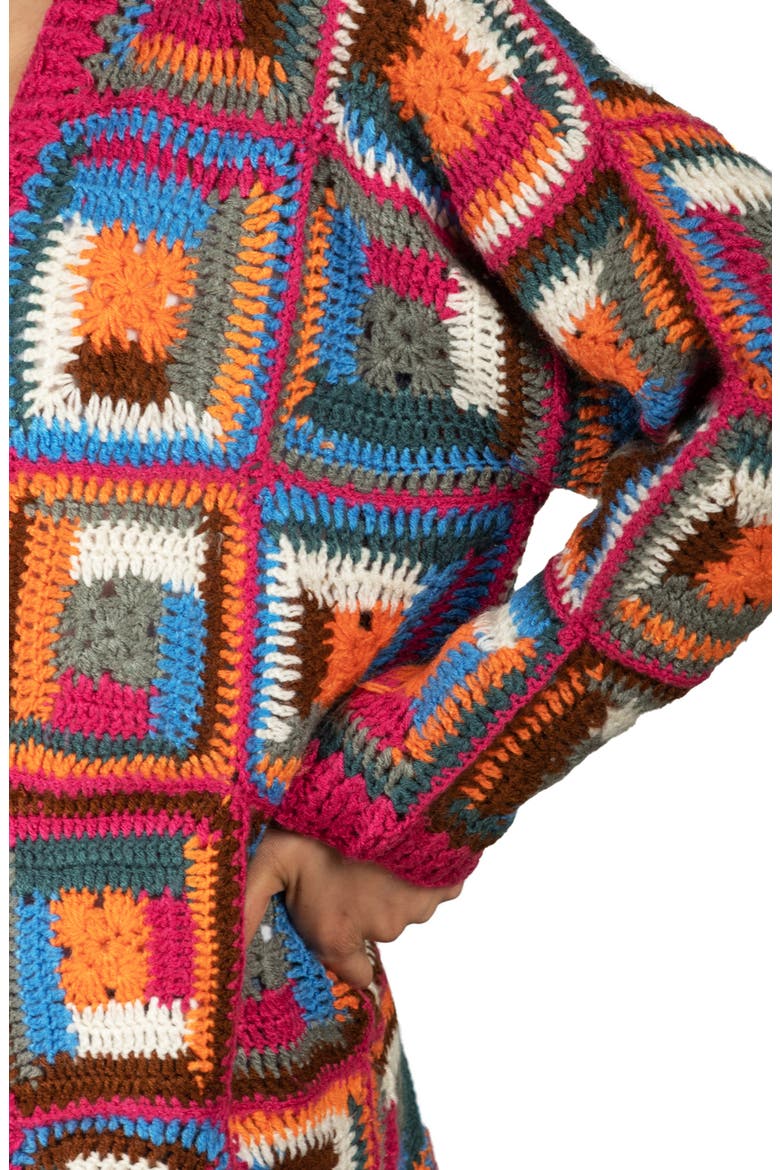 Granny Square Crochet Cardigan, Alternate, color, PINK