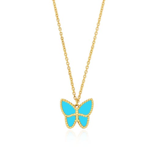 The Lovery Fine Jewelry Turquoise Butterfly Necklace In Blue