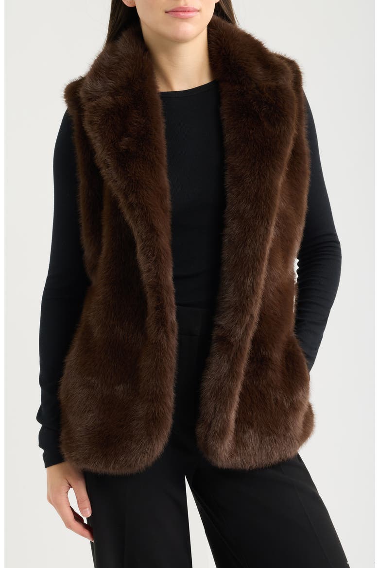 Belted Faux Fur Vest, Alternate, color, ESPRESSO