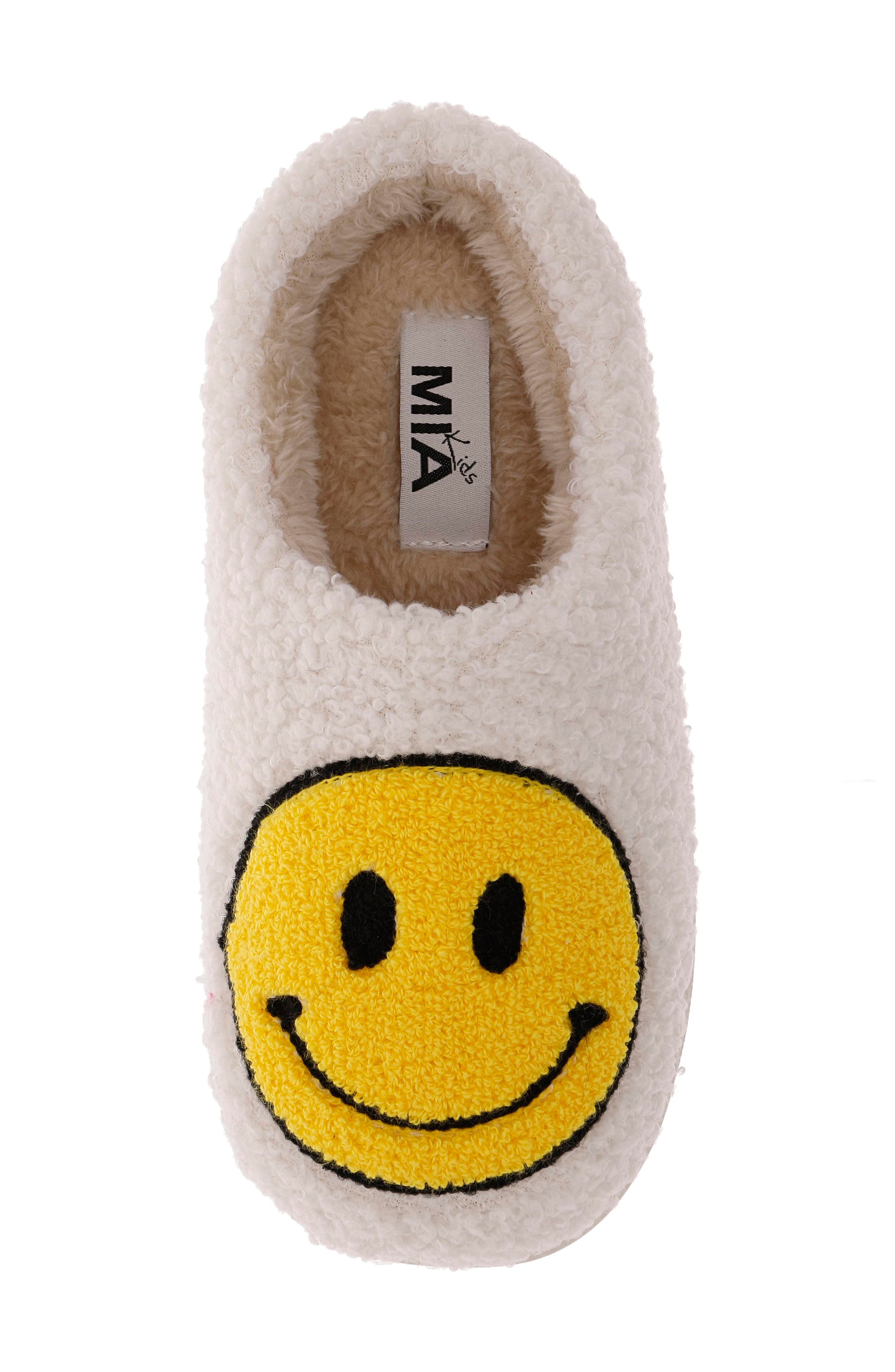 MIA Kids' Little Cozi Slipper, Alternate, color, White/ Yellow Smiley