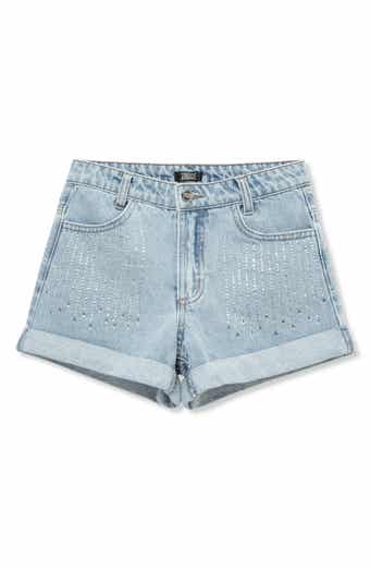 Truce Kids' Rhinestone Accent Cuffed Denim Shorts