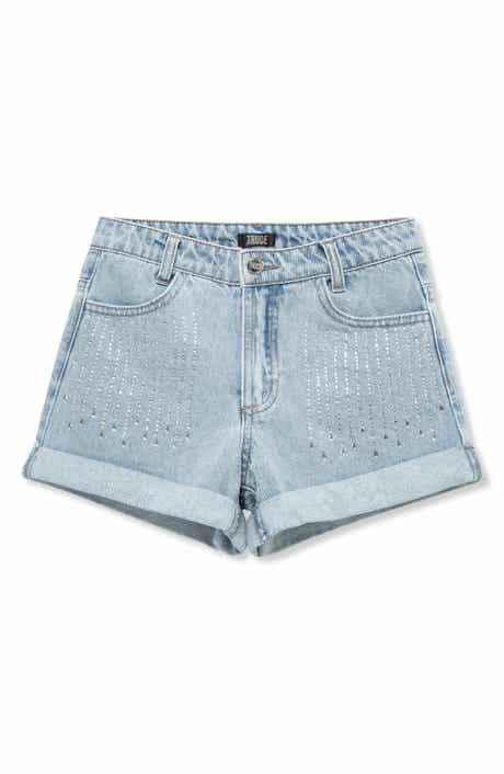 Truce Kids' Rhinestone Accent Cuffed Denim Shorts