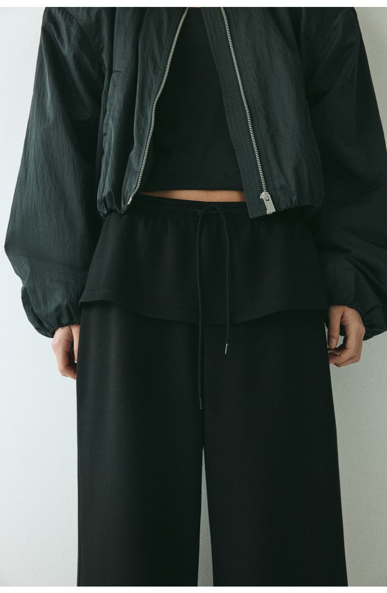 H&M Skirt-layered Scuba Knit Trousers, Alternate, color, Black