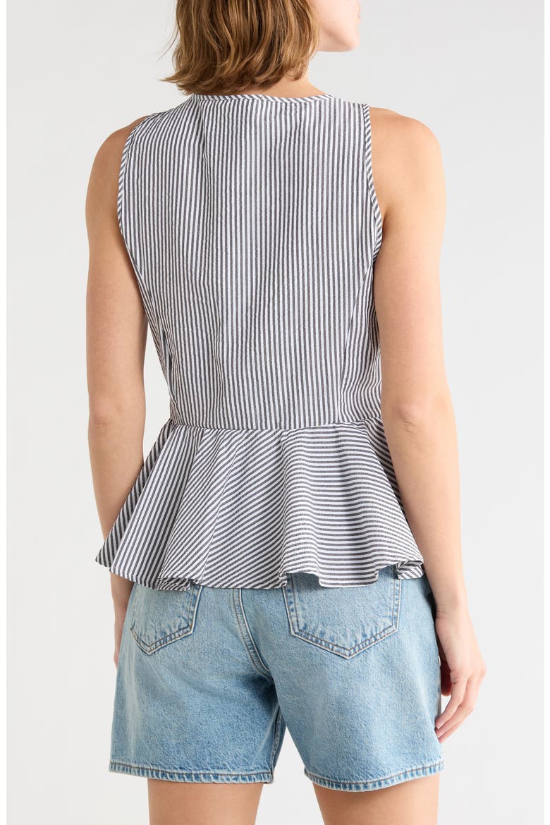 Bow Front Striped Peplum Tank, Alternate, color, BLACK/ WHITE
