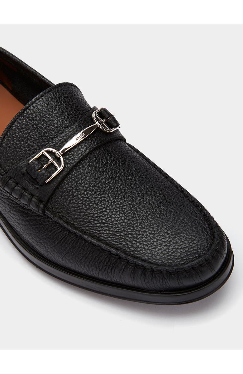 Bally Moccasin in Grained Calf Leather, Alternate, color, Black