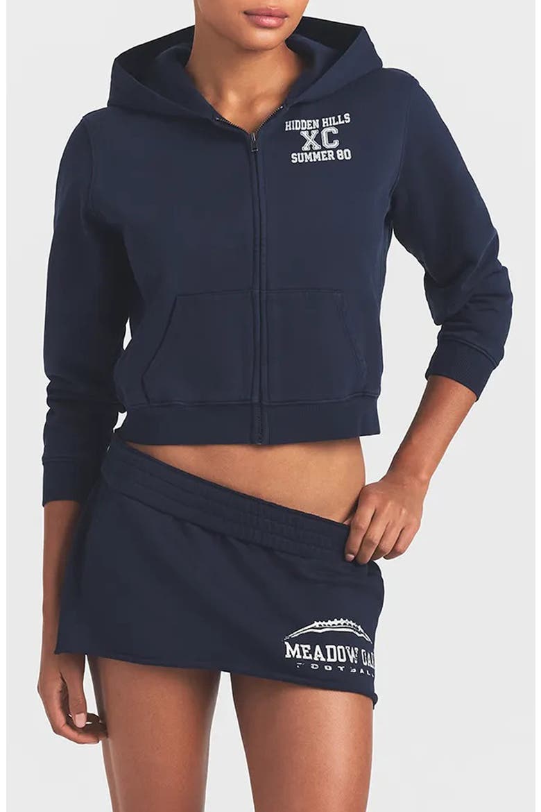 Fleece Miniskirt, Main, color, NAVY MEADOW OAK
