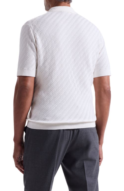 Bugatchi Basket Stitch Cotton Blend Polo Sweater