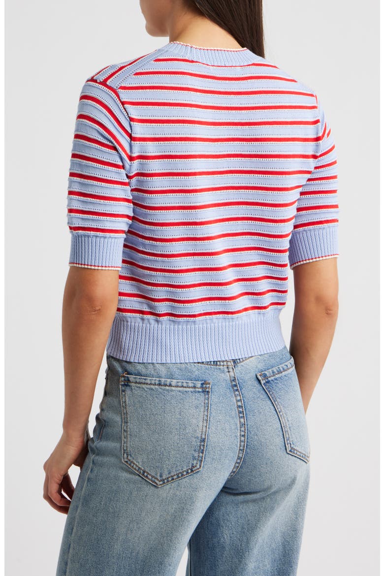 Textural Stitch Crewneck Sweater, Alternate, color, LIGHT BLUE TRIO STRIPE