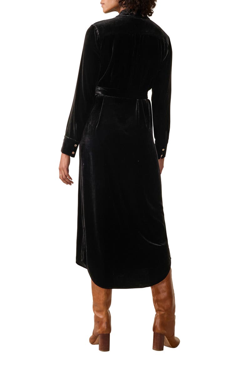 Riley Velvet Maxi Shirtdress, Alternate, color, BLACK