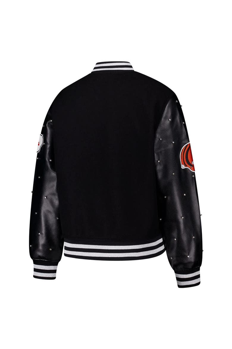 Women's The Wild Collective Black Cincinnati Bengals Varsity Full-Snap Sparkle Jacket, Alternate, color, Black