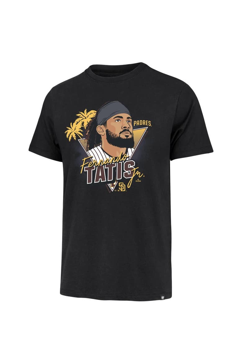 Men's '47 Fernando Tatis Jr. Black San Diego Padres Player Caricature Franklin T-Shirt, Alternate, color, Black