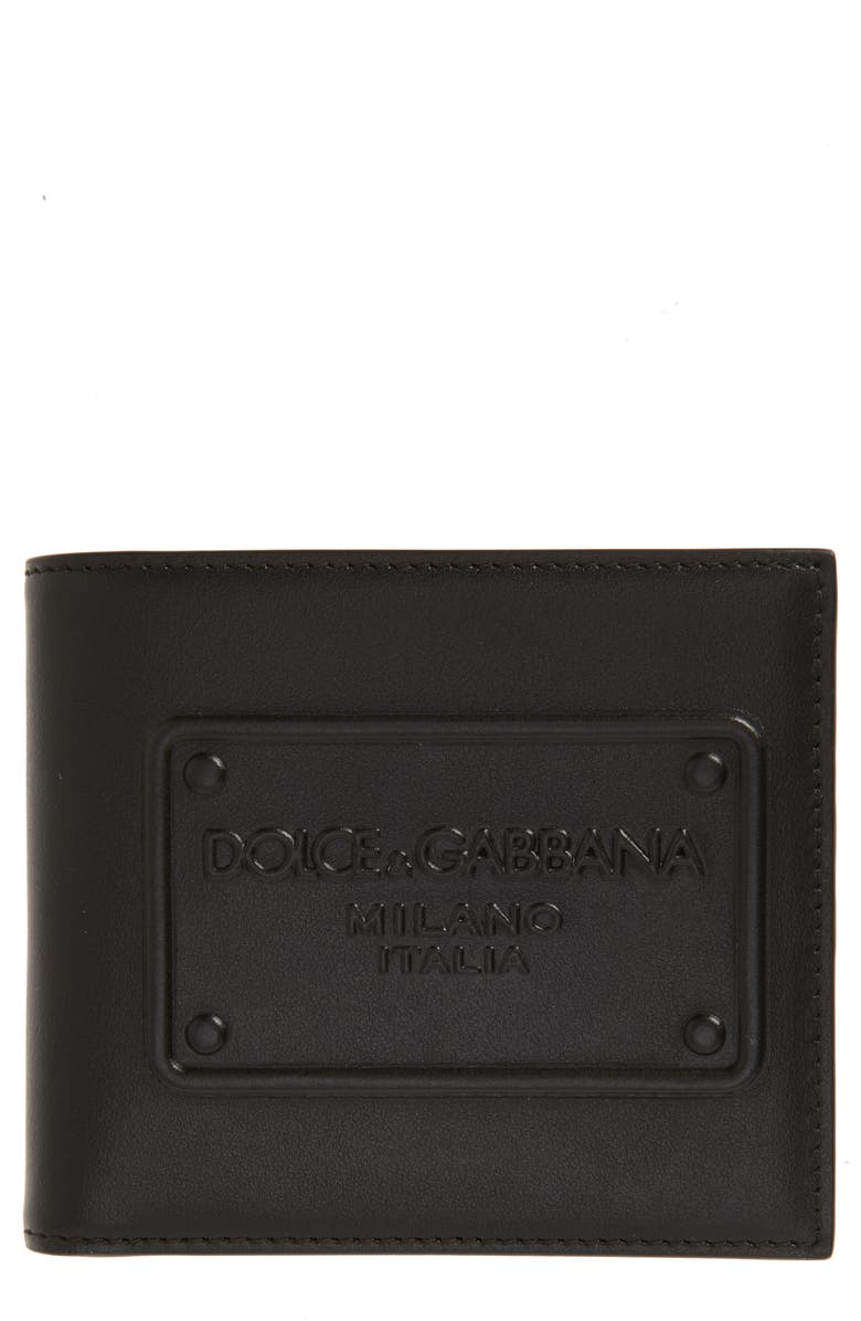 Dolce&Gabbana Logo Embossed Bifold Leather Wallet, Main, color, 