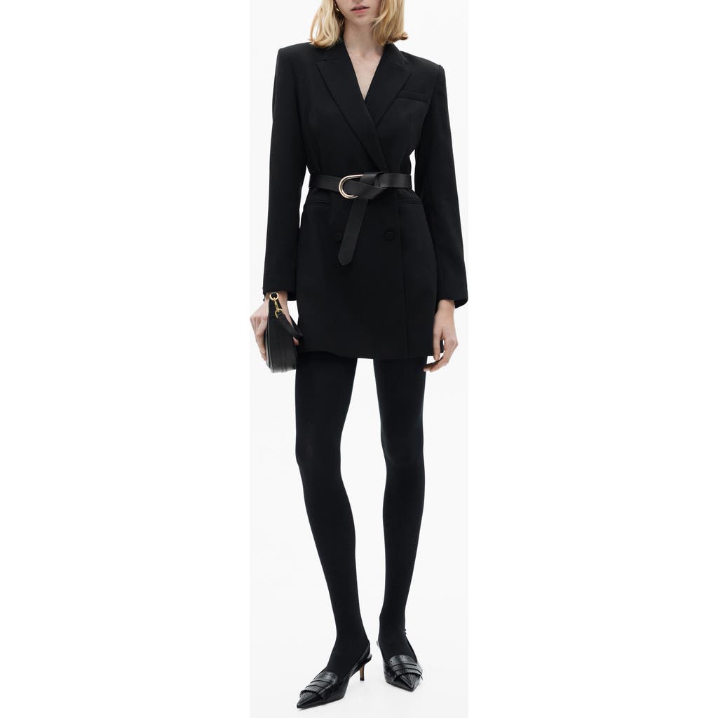 Mango Loida Belted Long Sleeve Minidress In Black