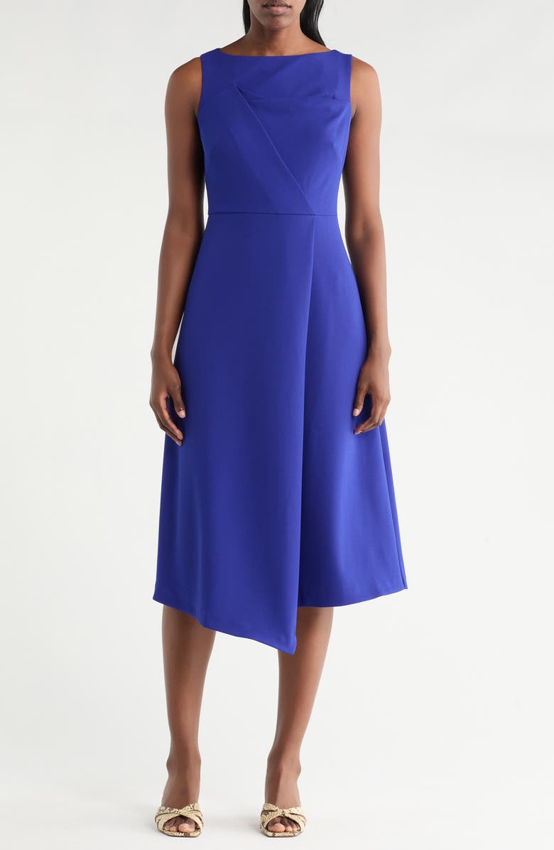 Vince Camuto Sleeveless Stretch Crepe Fit & Flare Midi Dress, Main, color, Cobalt