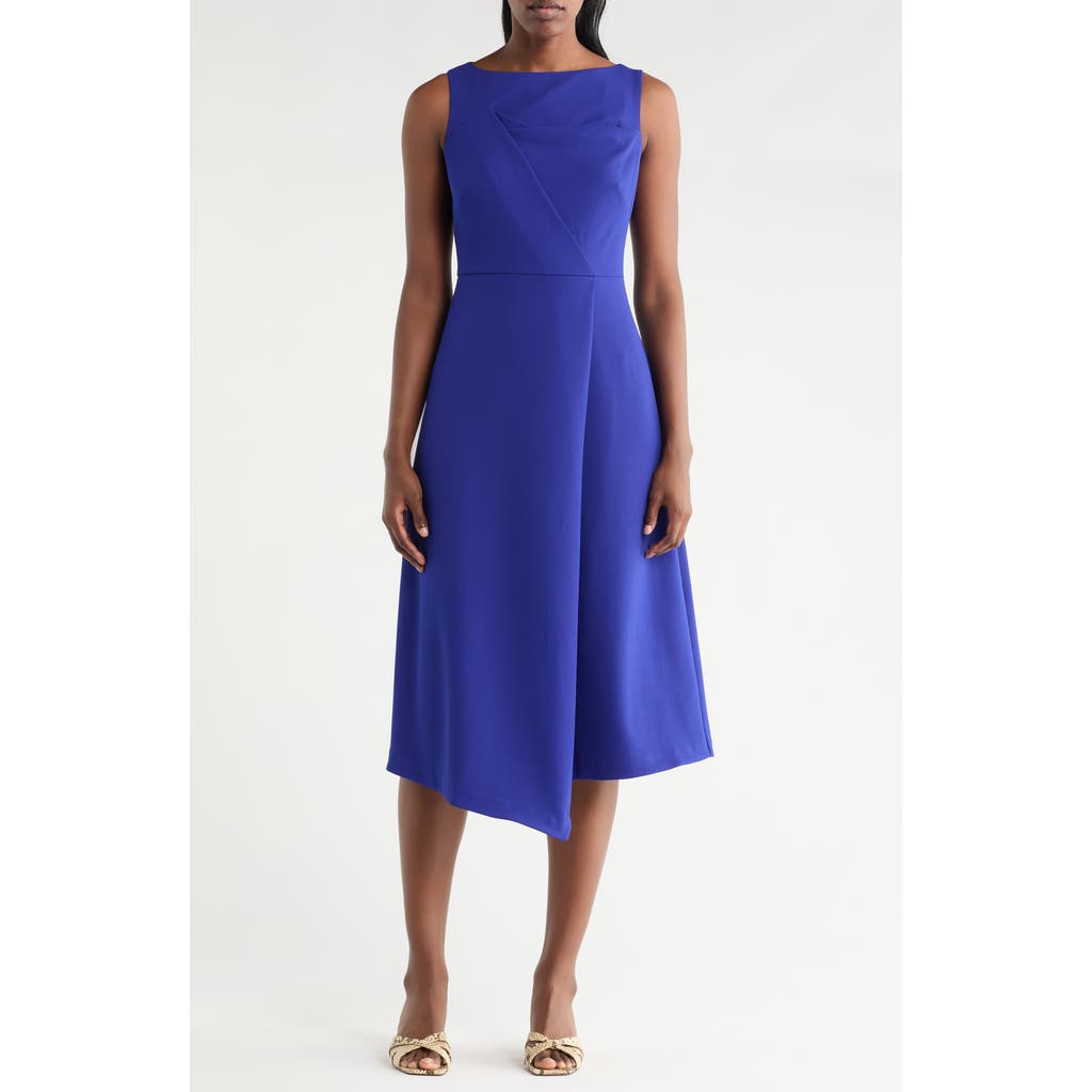 Vince Camuto Sleeveless Stretch Crepe Fit & Flare Midi Dress In Blue