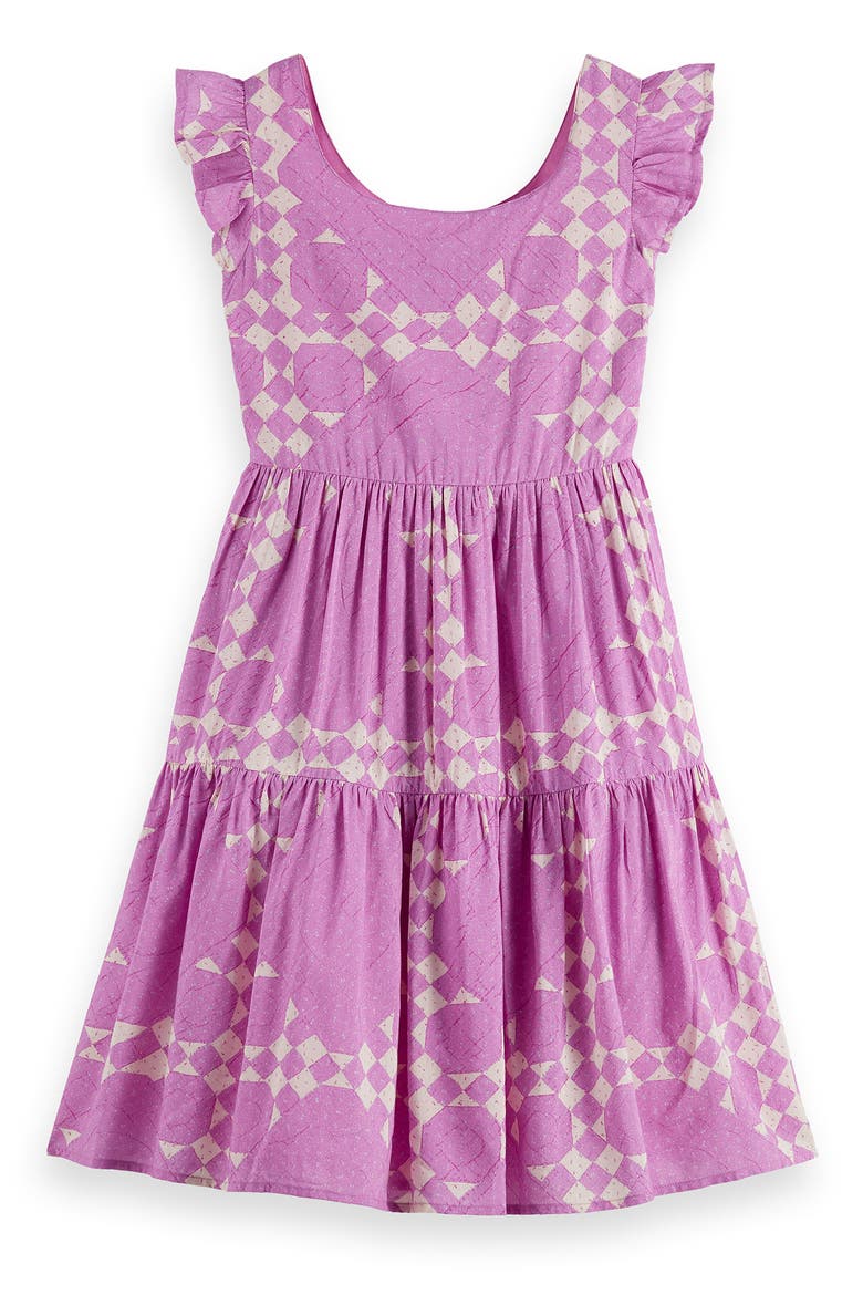 Kids' Patchwork Print Cotton & Modal Tiered Dress, Main, color, HEIRLOOM QUILT PINK