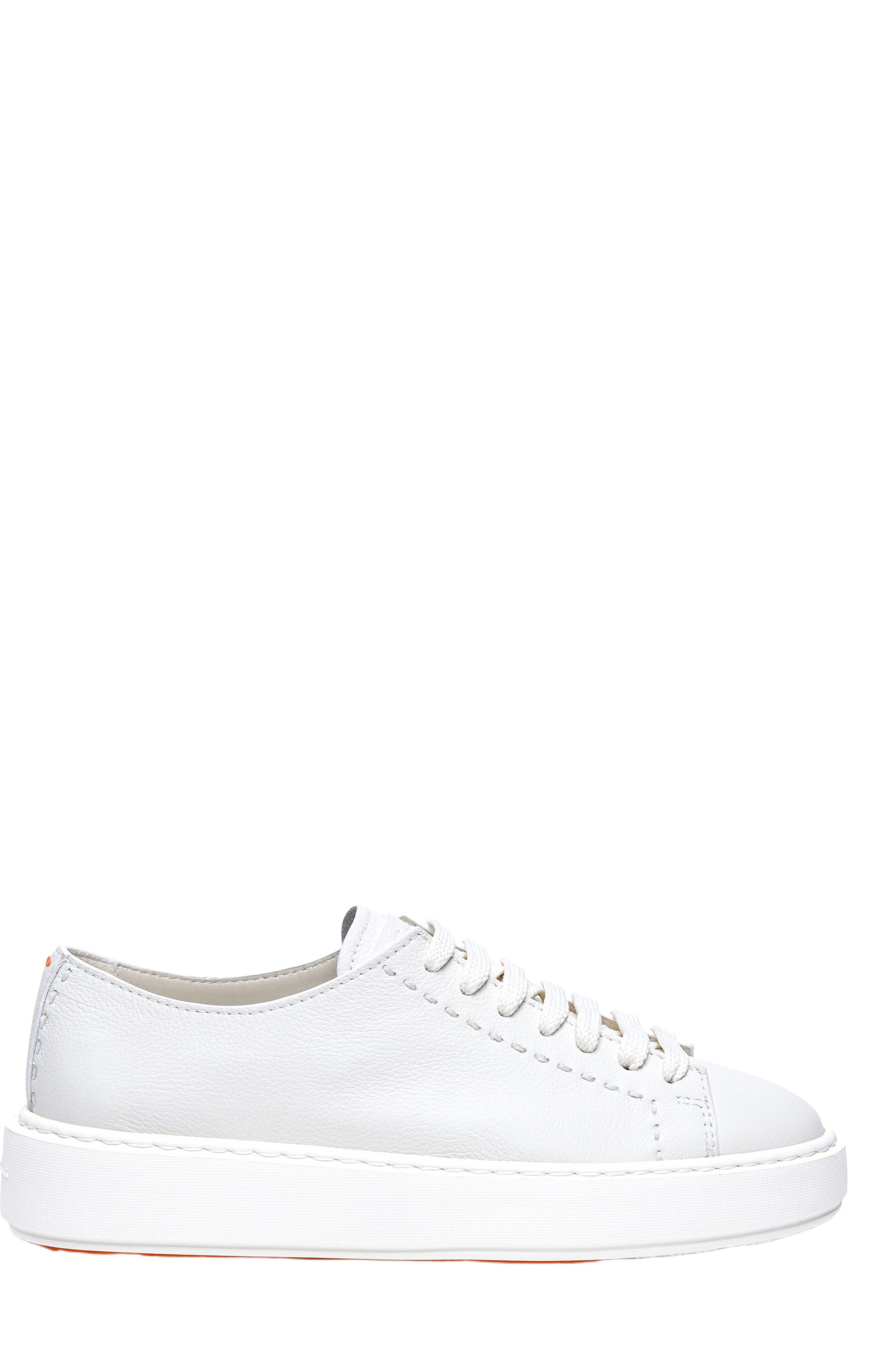 Santoni Women
s white leather sneaker, Main, color, White