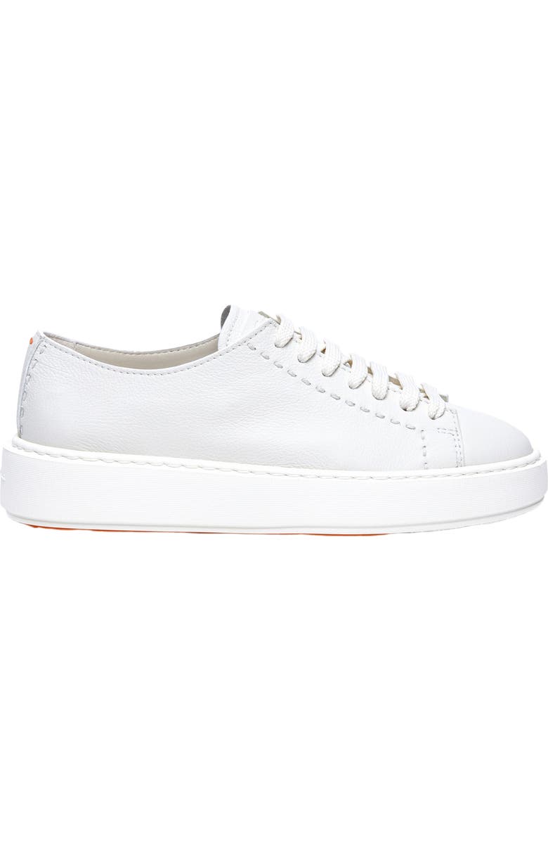 Santoni Women
s white leather sneaker, Main, color, White