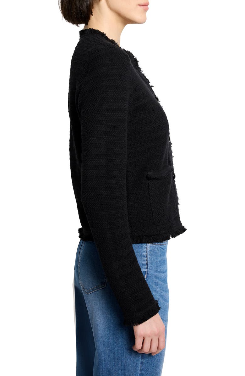 NIC+ZOE Fringe Mix Knit Jacket, Alternate, color, Black Onyx