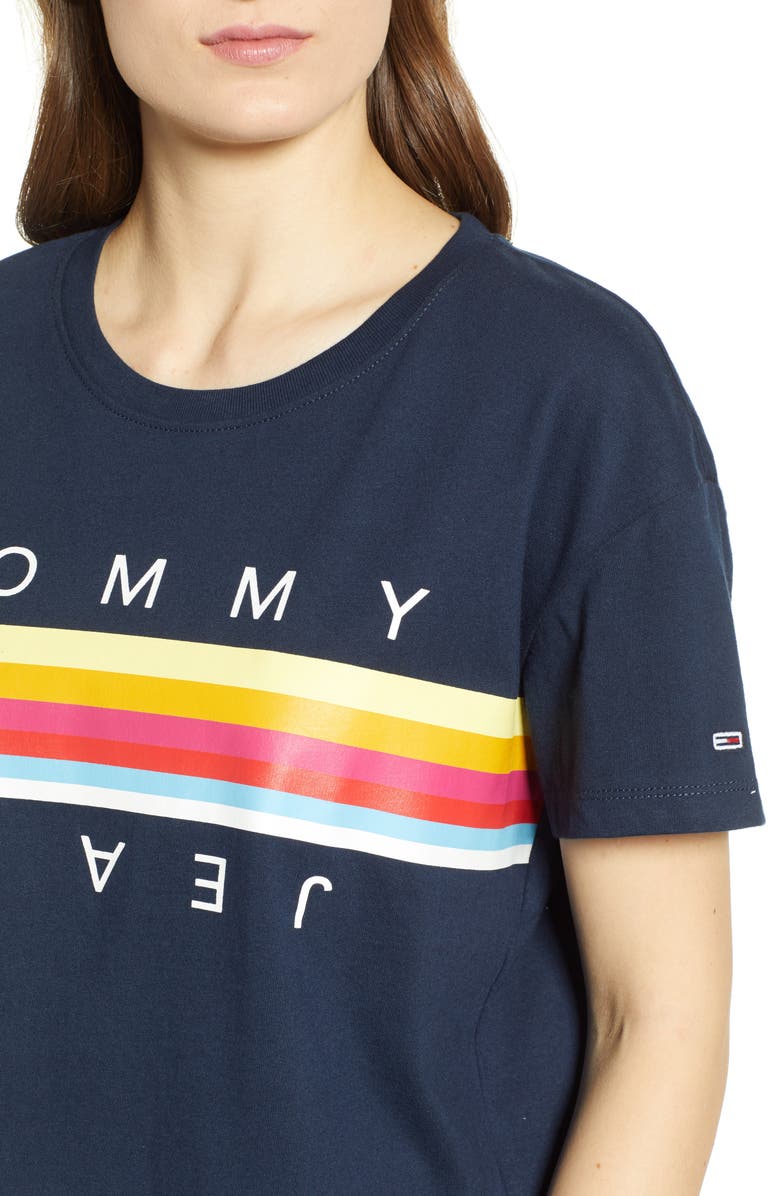 TOMMY JEANS Multicolor Logo Tee, Alternate, color, 