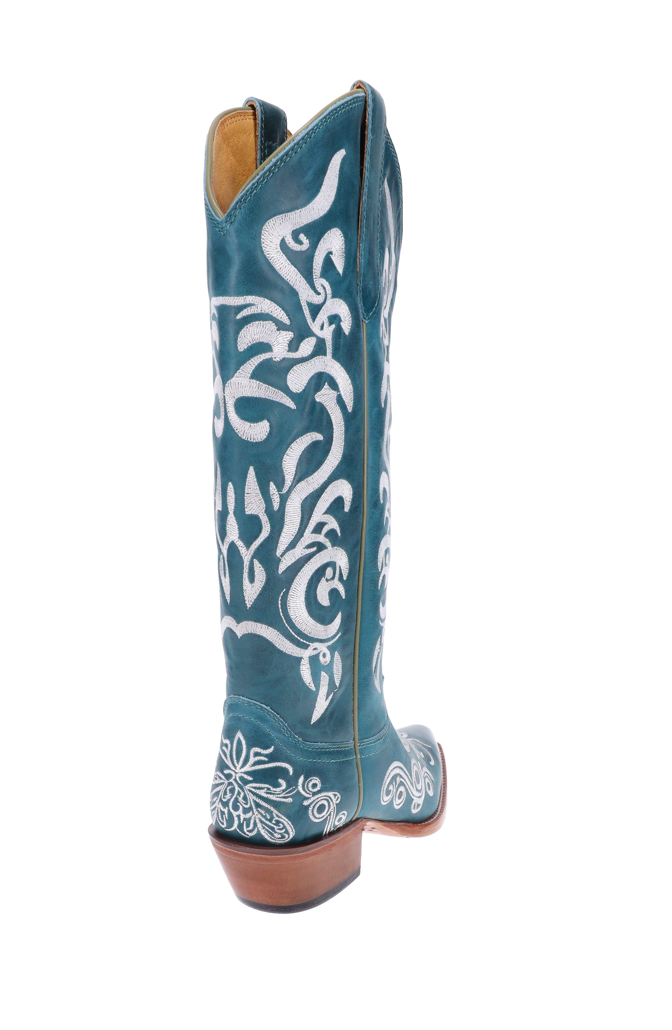 Malibu Beach Women's Premium Western Leather Boots Calypso, Alternate, color, Blue