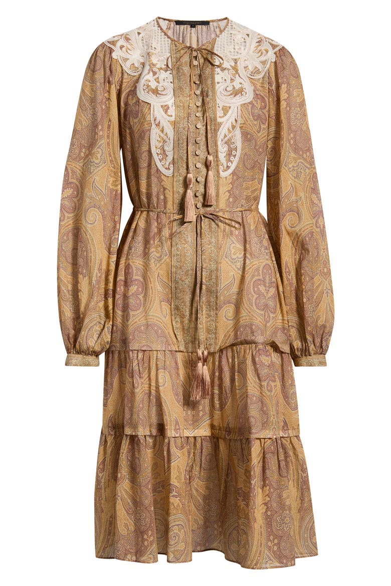 Lace Detail Paisley Tiered Cotton Dress, Alternate, color, ECRU MULTI