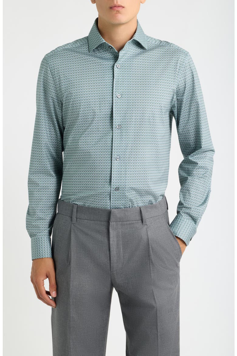 Devon OoohCotton® Tech Patterned Shirt, Main, color, AVOCADO