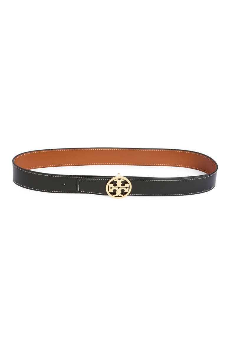 1.5-Inch Miller Smooth Leather Reversible Logo Belt, Main, color, BLACK / MALT WHISKEY