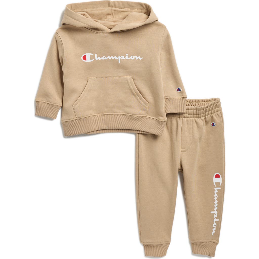 Champion Logo Print Hoodie & Joggers Set In Brown