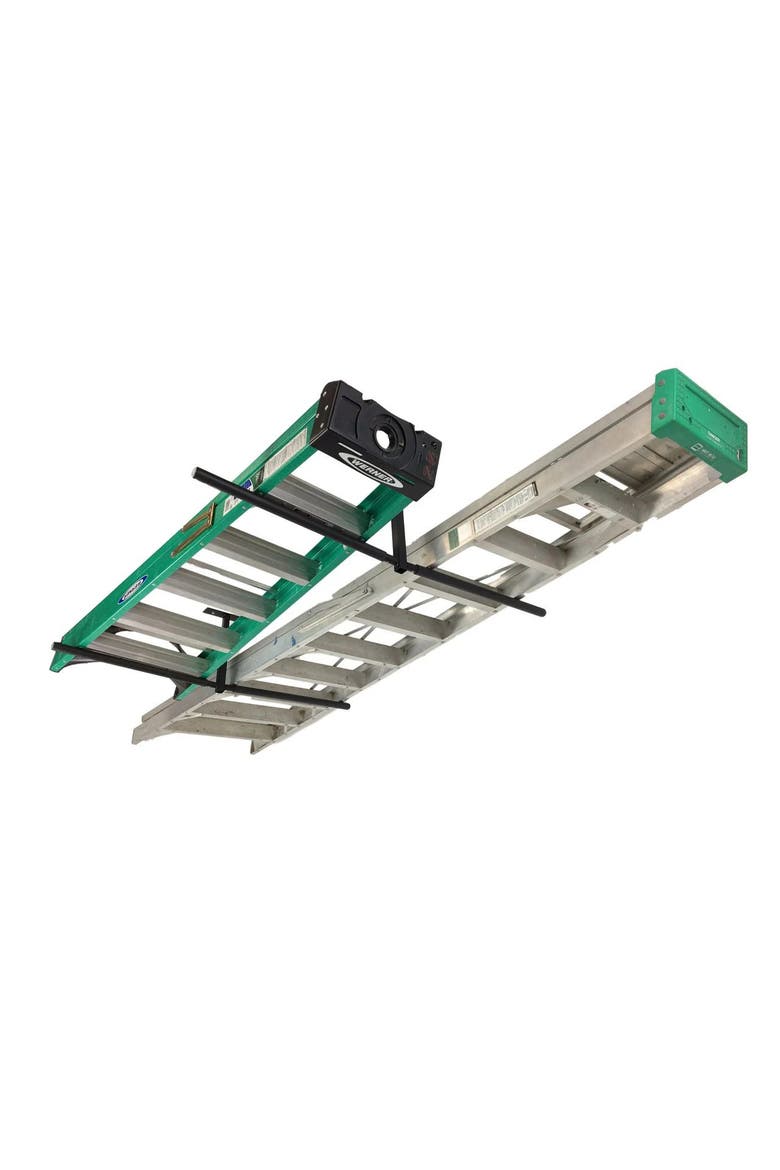Hi-Port 2 -Ladder Adjustable Ceiling Storage Rack -Double -Holds 150 lbs, Alternate, color, Black