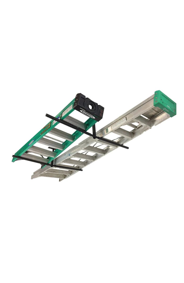 StoreYour Hi-Port 2 -Ladder Adjustable Ceiling Storage Rack -Double -Holds 150 lbs, Alternate, color, Black
